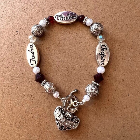 Teacher Gift Inspirational Teacher Bracelet “Inspire Wisdom Teacher” 7‎ in - Picture 3 of 7